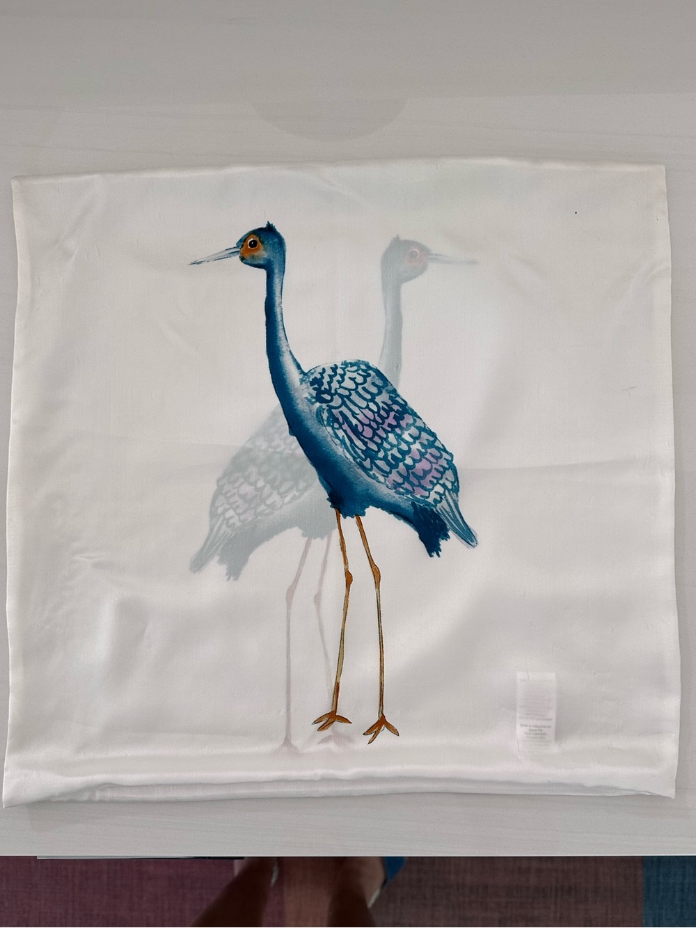 🩵WEST ELM SILK CRANE EGRET PILLOW🩵
